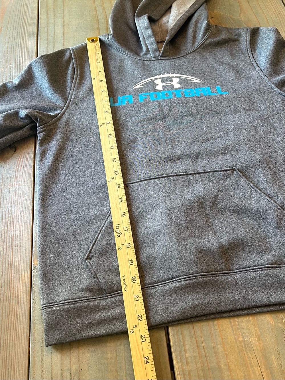 Under Armour Youth Football Hoodie Gray Fleece Pullover Sweatshirt Size